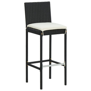 vidaXL Barhocker mit Kissen 6 Stk. Schwarz Poly Rattan