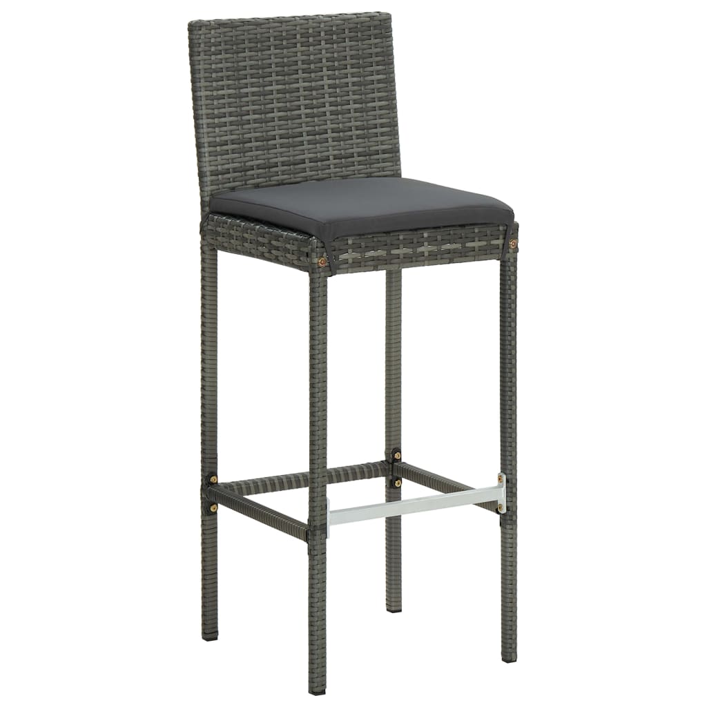 Barhocker mit Kissen 6 Stk. Grau Poly Rattan