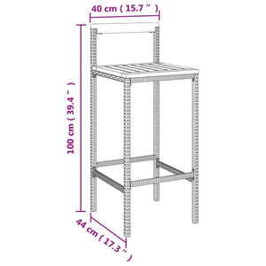 Barhocker 4 Stk. Schwarz Poly Rattan und Massivholz Akazie Stilecasa