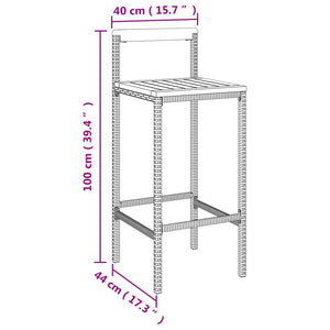 vidaXL Barhocker 4 Stk. Grau Poly Rattan und Massivholz Akazie