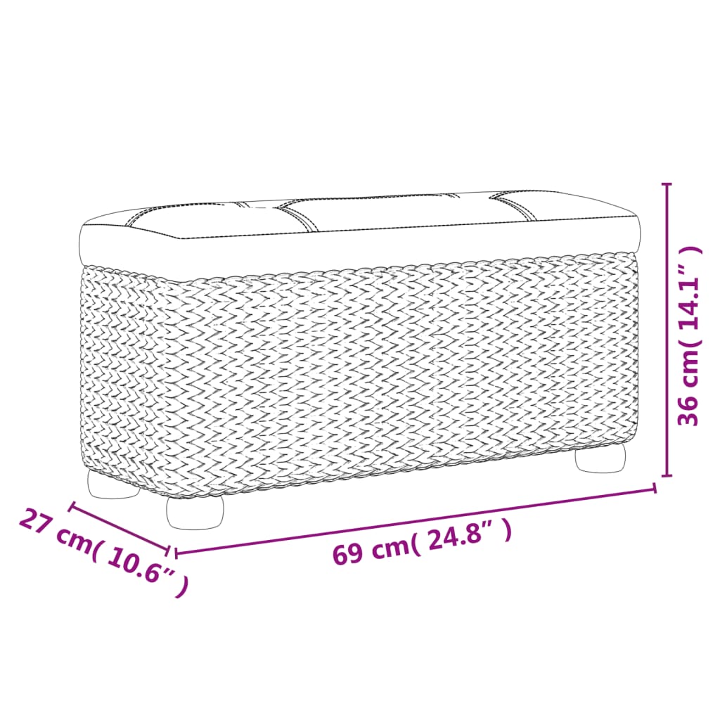 vidaXL Sitzbänke mit Stauraum und Kissen in Braun 2 Stk. 69 cm Rohrkolben