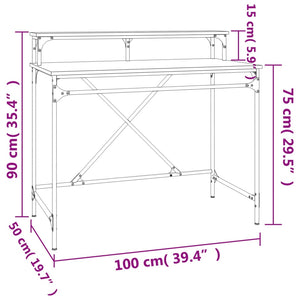 vidaXL Schreibtisch Grau Sonoma 100x50x90 cm Holzwerkstoff und Eisen