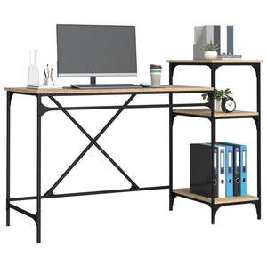 vidaXL Schreibtisch mit Regal Sonoma-Eiche 135x50x90 cm Holzwerkstoff