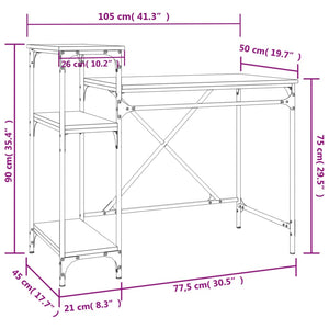 vidaXL Schreibtisch mit Regal Sonoma-Eiche 105x50x90 cm Holzwerkstoff