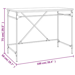 vidaXL Schreibtisch Räuchereiche 100x50x75 cm Holzwerkstoff und Eisen