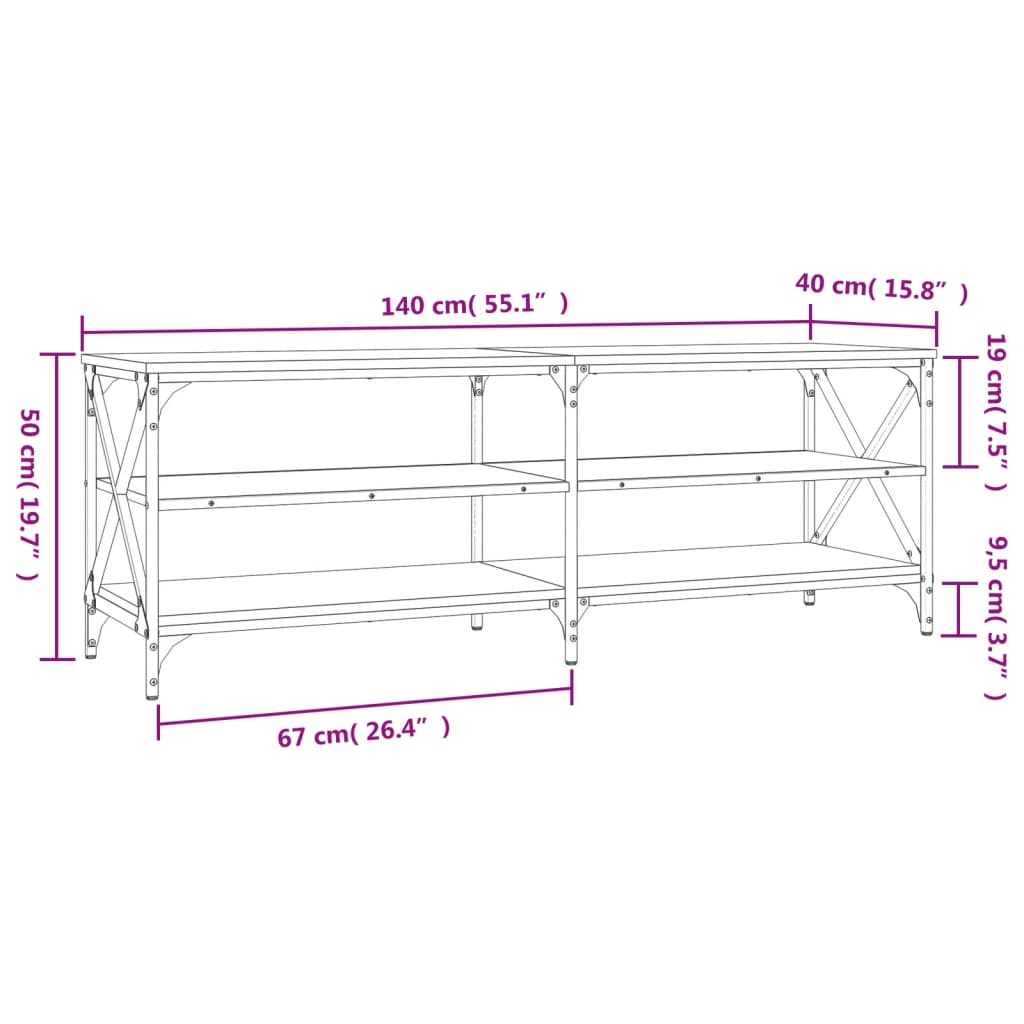 vidaXL TV-Schrank Schwarz 140x40x50 cm Holzwerkstoff