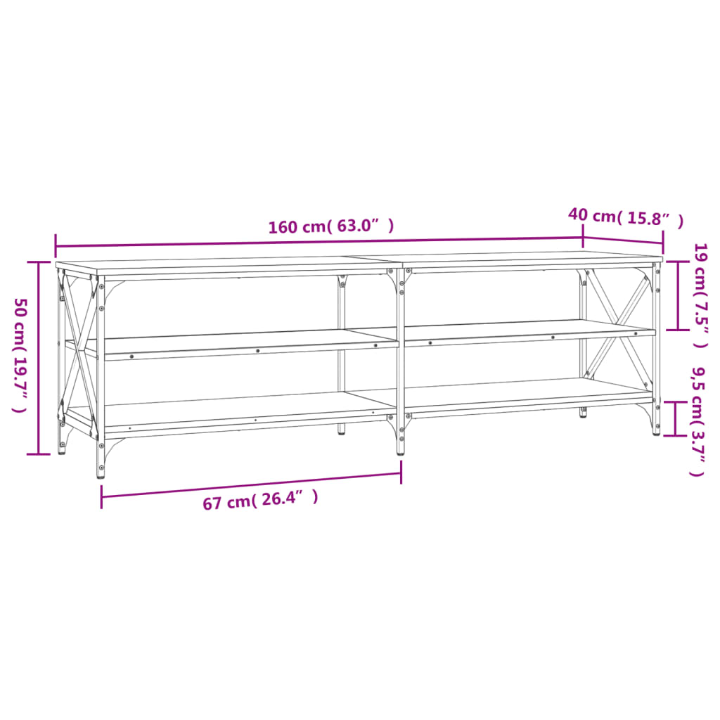 vidaXL TV-Schrank Sonoma-Eiche 160x40x50 cm Holzwerkstoff