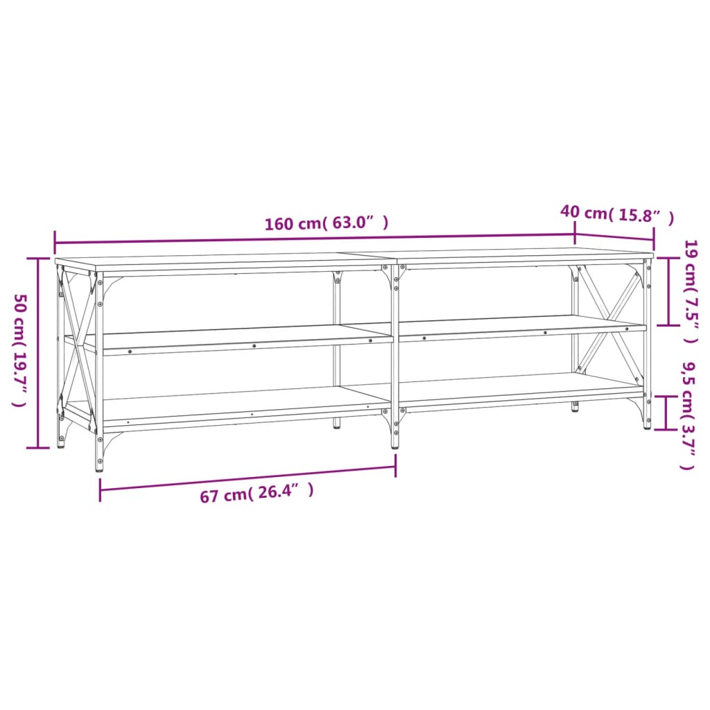 vidaXL TV-Schrank Grau Sonoma 160x40x50 cm Holzwerkstoff