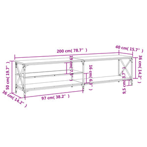 vidaXL TV-Schrank Schwarz 200x40x50 cm Holzwerkstoff und Metall