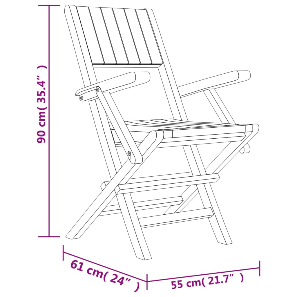 Gartenstühle 4 Stk. Klappbar 55x61x90 cm Massivholz Teak Stilecasa