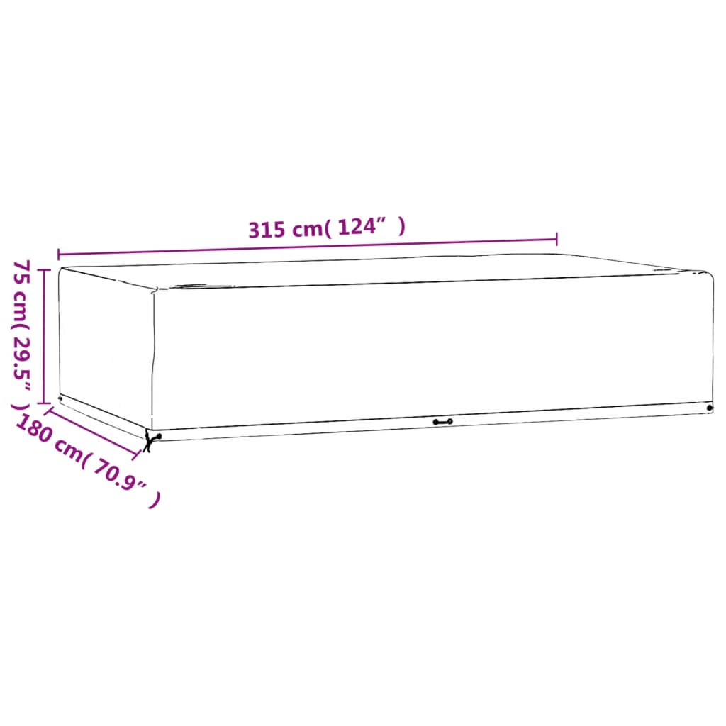 Gartenmöbel-Abdeckungen 2 Stk. 12 Ösen 315x180x75 cm Rechteckig Stilecasa