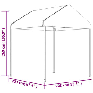 Pavillon mit Dach Weiß 11,15x2,28x2,69 m Polyethylen