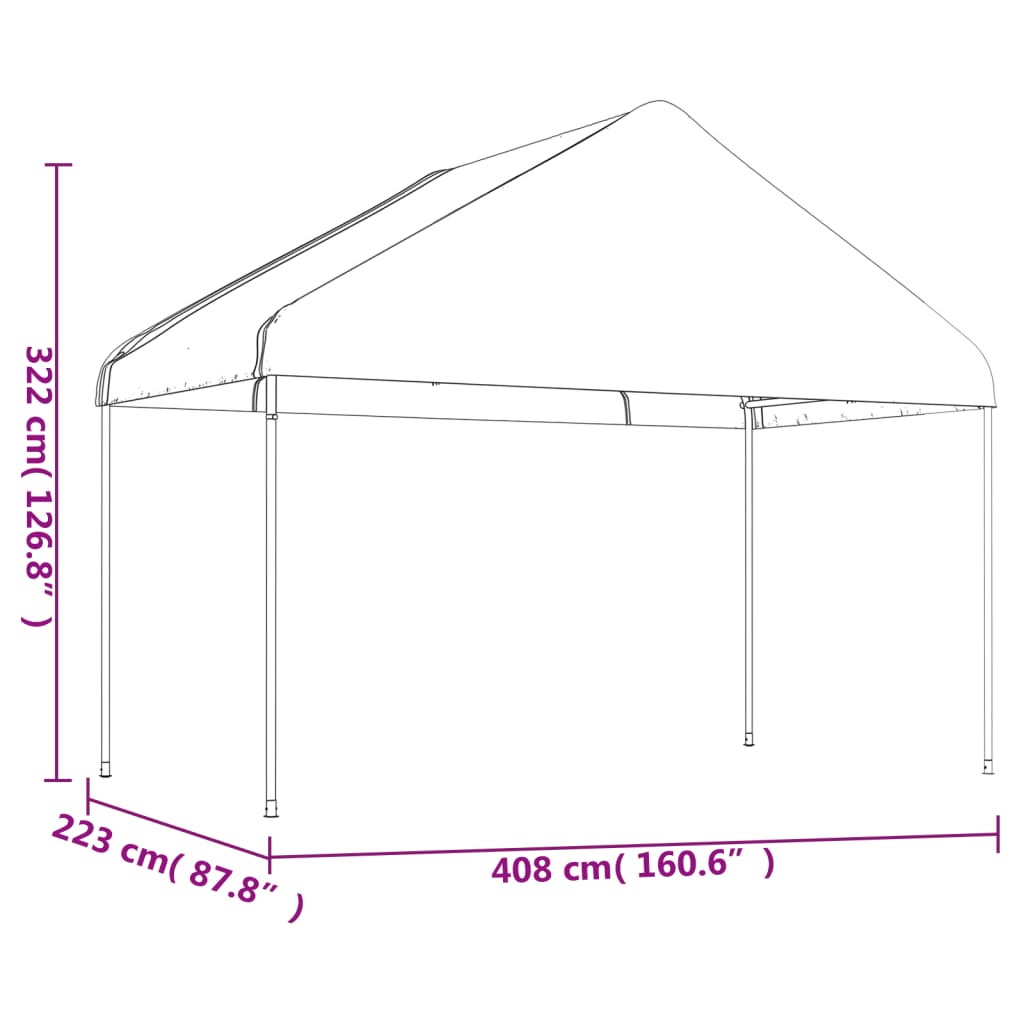 Pavillon mit Dach Weiß 6,69 x 4,08 x 3,22 m Polyethylen