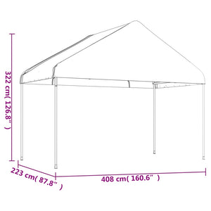 Pavillon mit Dach Weiß 6,69 x 4,08 x 3,22 m Polyethylen