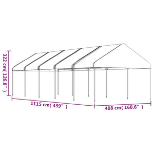 Pavillon mit Dach Weiß 11,15x4,08x3,22 m Polyethylen