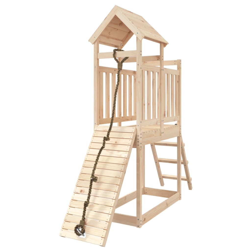 vidaXL Spielturm mit Kletterwand Massivholz Kiefer