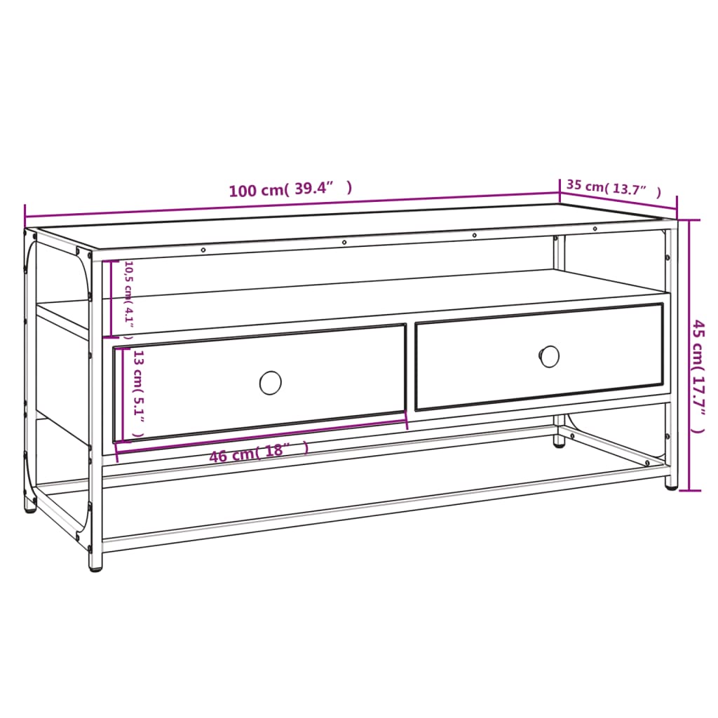 vidaXL TV-Schrank Räuchereiche 100x35x45 cm Holzwerkstoff