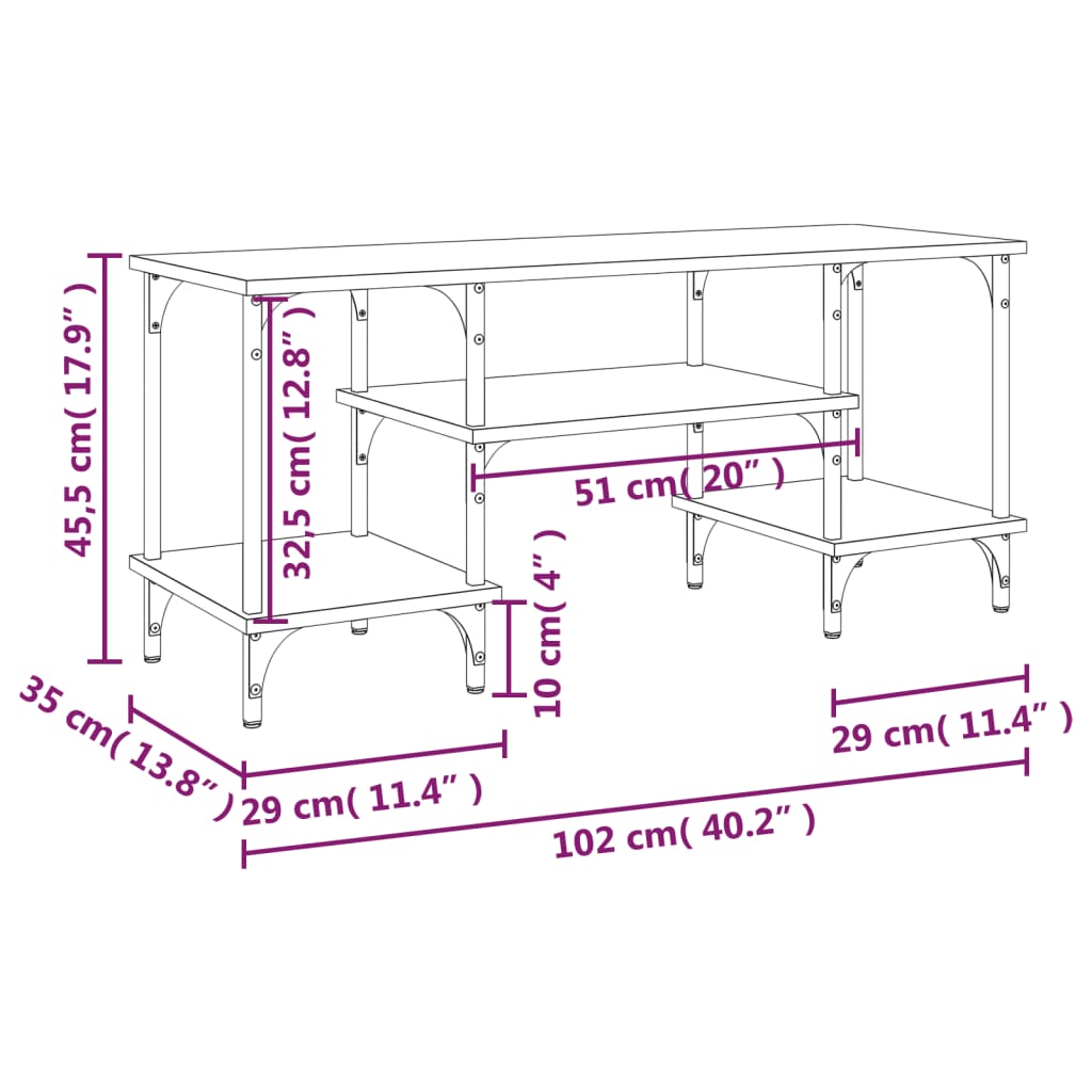 vidaXL TV-Schrank Schwarz 102x35x45,5 cm Holzwerkstoff