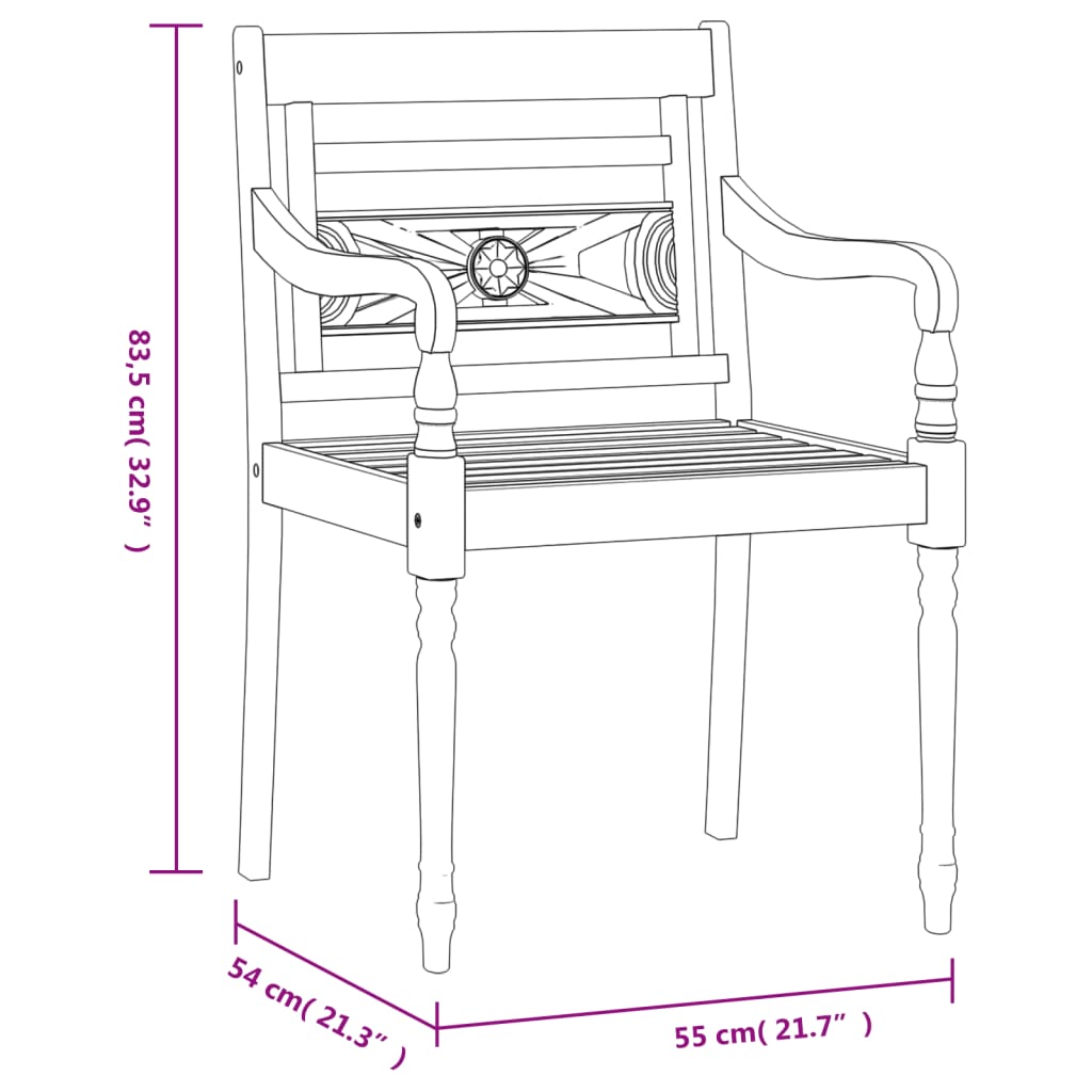 vidaXL Batavia-Stühle 8 Stk. Weiß Massivholz Teak