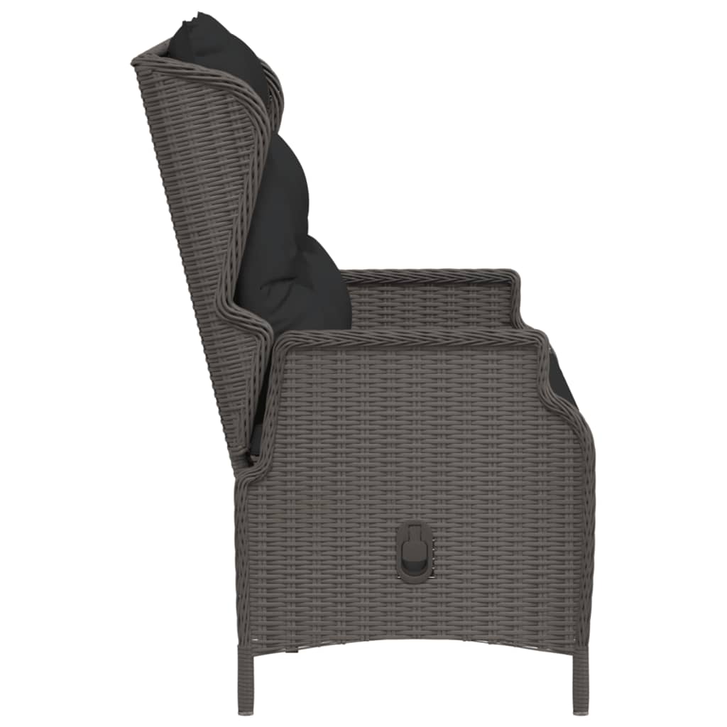 vidaXL Gartenbank 2-Sitzer mit Kissen Schwarz Poly Rattan