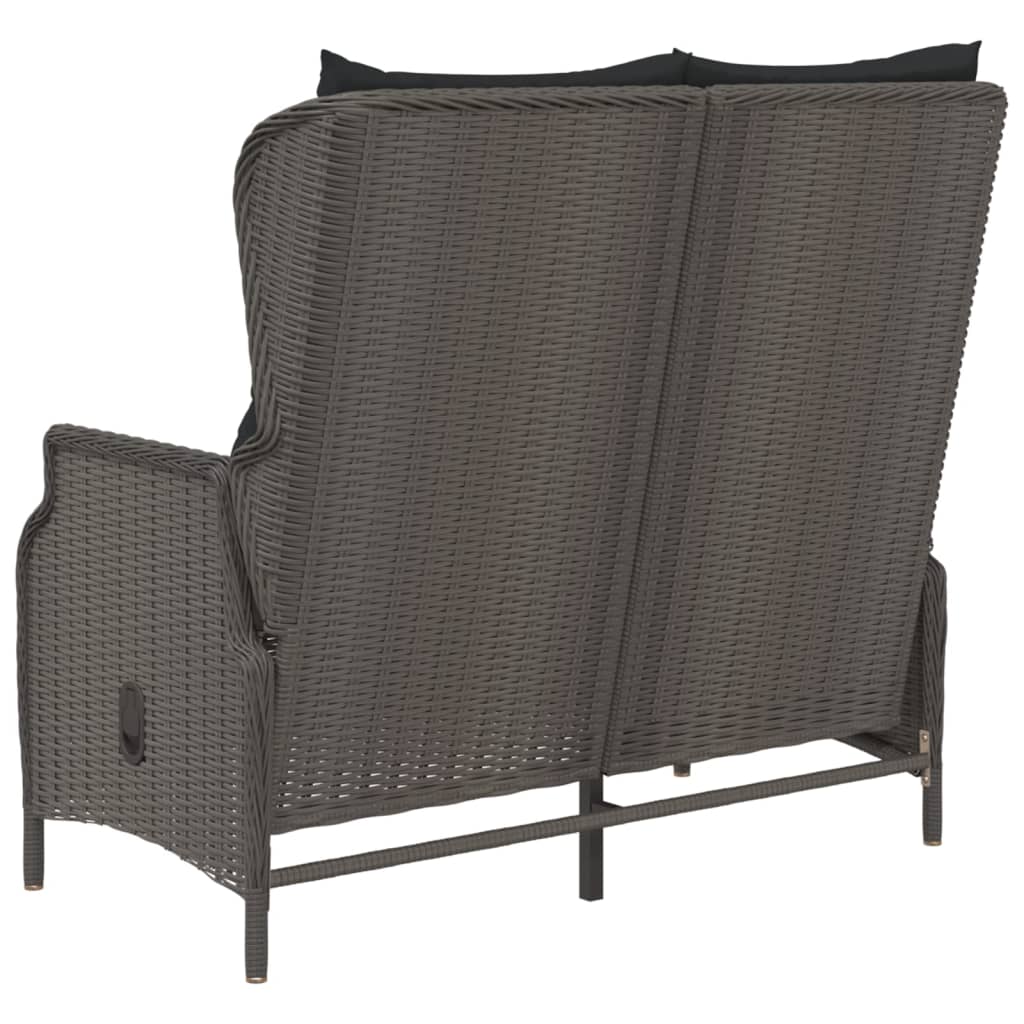 vidaXL Gartenbank 2-Sitzer mit Kissen Schwarz Poly Rattan