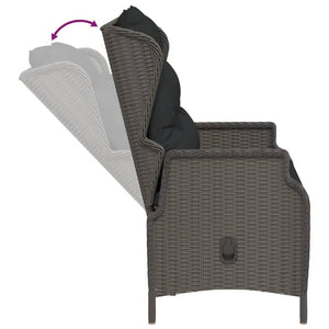 vidaXL Gartenbank 2-Sitzer mit Kissen Schwarz Poly Rattan