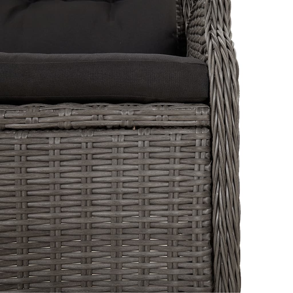 vidaXL Gartenbank 2-Sitzer mit Kissen Schwarz Poly Rattan