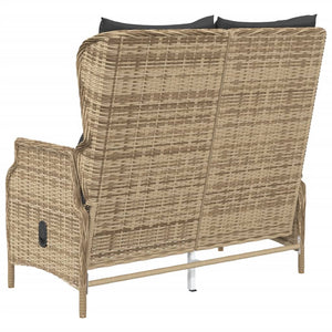 vidaXL Gartenbank 2-Sitzer mit Kissen Braun Poly Rattan