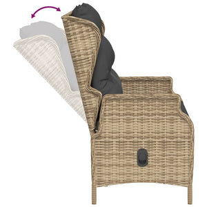 vidaXL Gartenbank 2-Sitzer mit Kissen Braun Poly Rattan