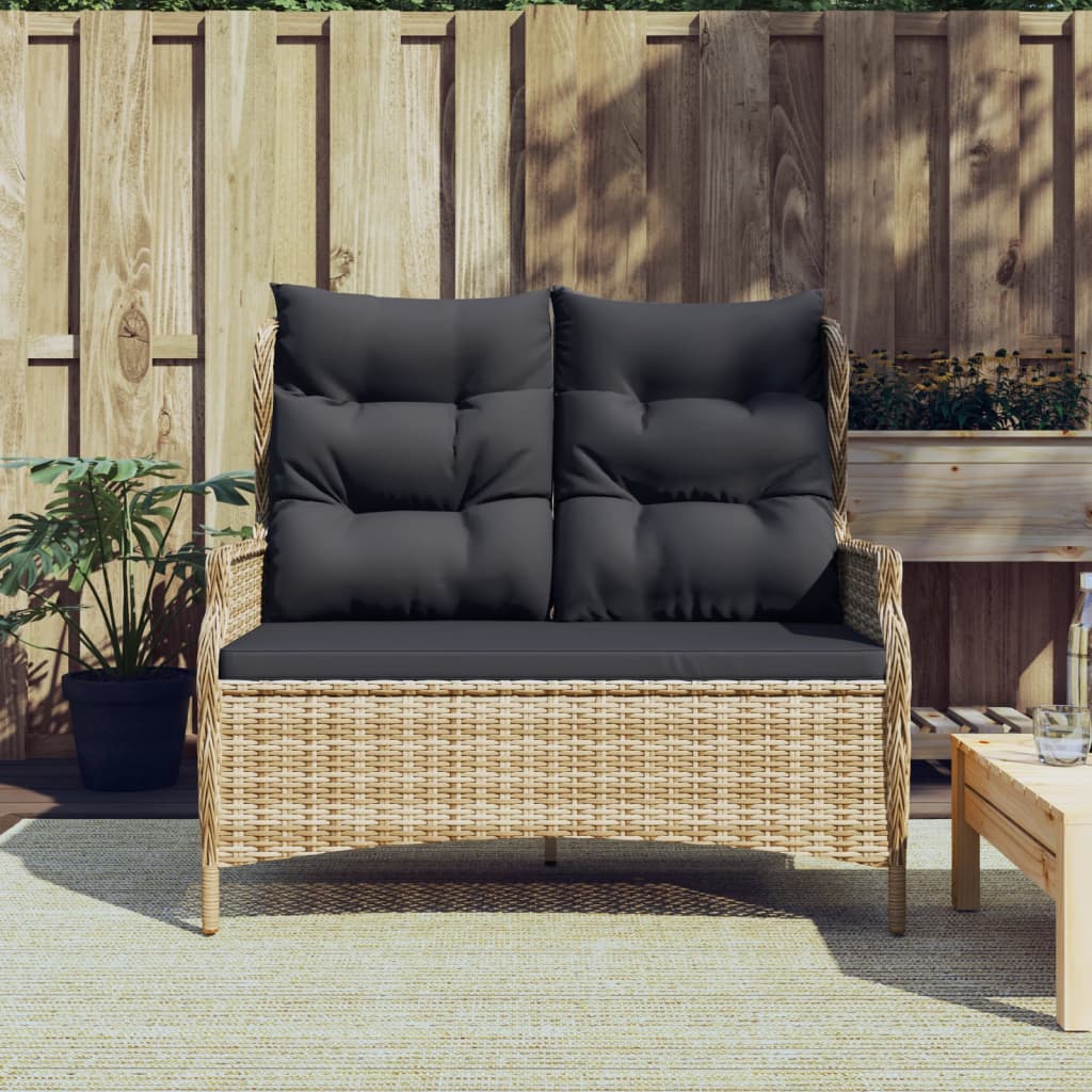 vidaXL Gartenbank 2-Sitzer mit Kissen Braun Poly Rattan