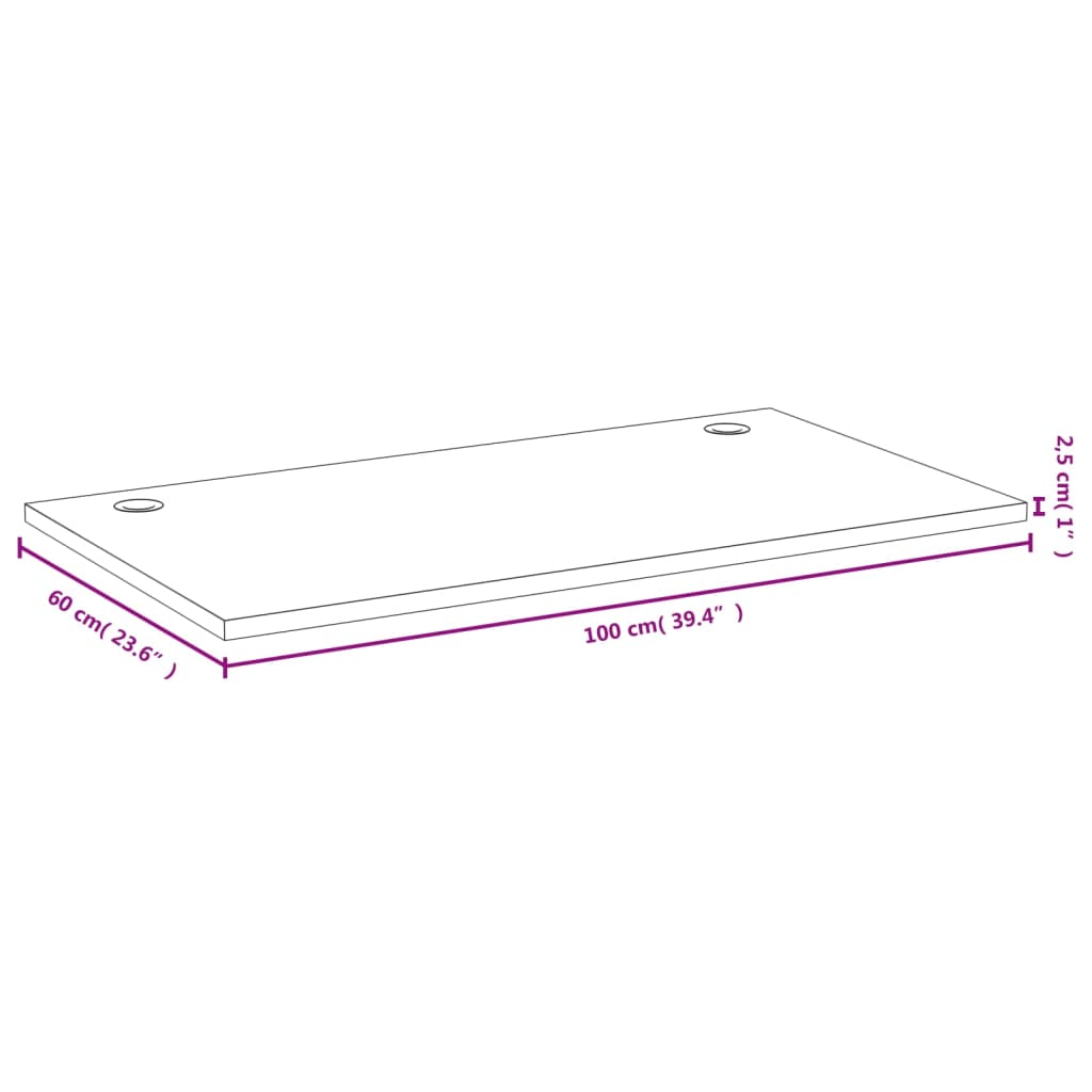 vidaXL Schreibtischplatte 100x60x2,5 cm Bambus