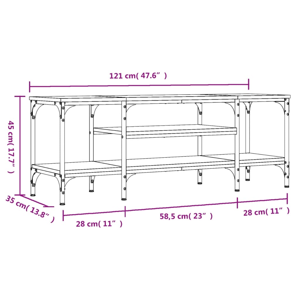 vidaXL TV-Schrank Räuchereiche 121x35x45 cm Holzwerkstoff & Eisen