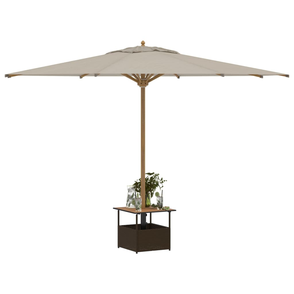 vidaXL Gartentisch mit Schirmloch Braun 55x55x46,5 cm Poly Rattan