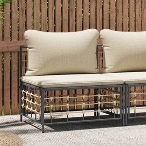 vidaXL Garten-Mittelsofa mit Beige Kissen Poly Rattan