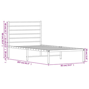 vidaXL Bettgestell mit Kopfteil Metall Schwarz 80x200 cm