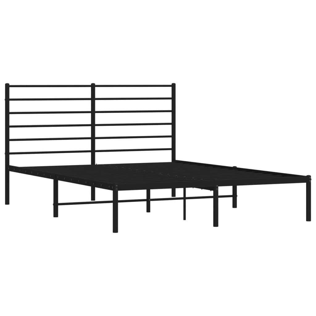 vidaXL Bettgestell mit Kopfteil Metall Schwarz 140x190 cm