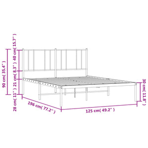 vidaXL Bettgestell mit Kopfteil Metall Schwarz 120x190 cm