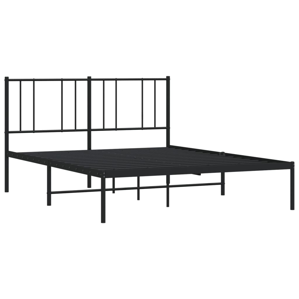 Bettgestell mit Kopfteil Metall Schwarz 140x190 cm Stilecasa