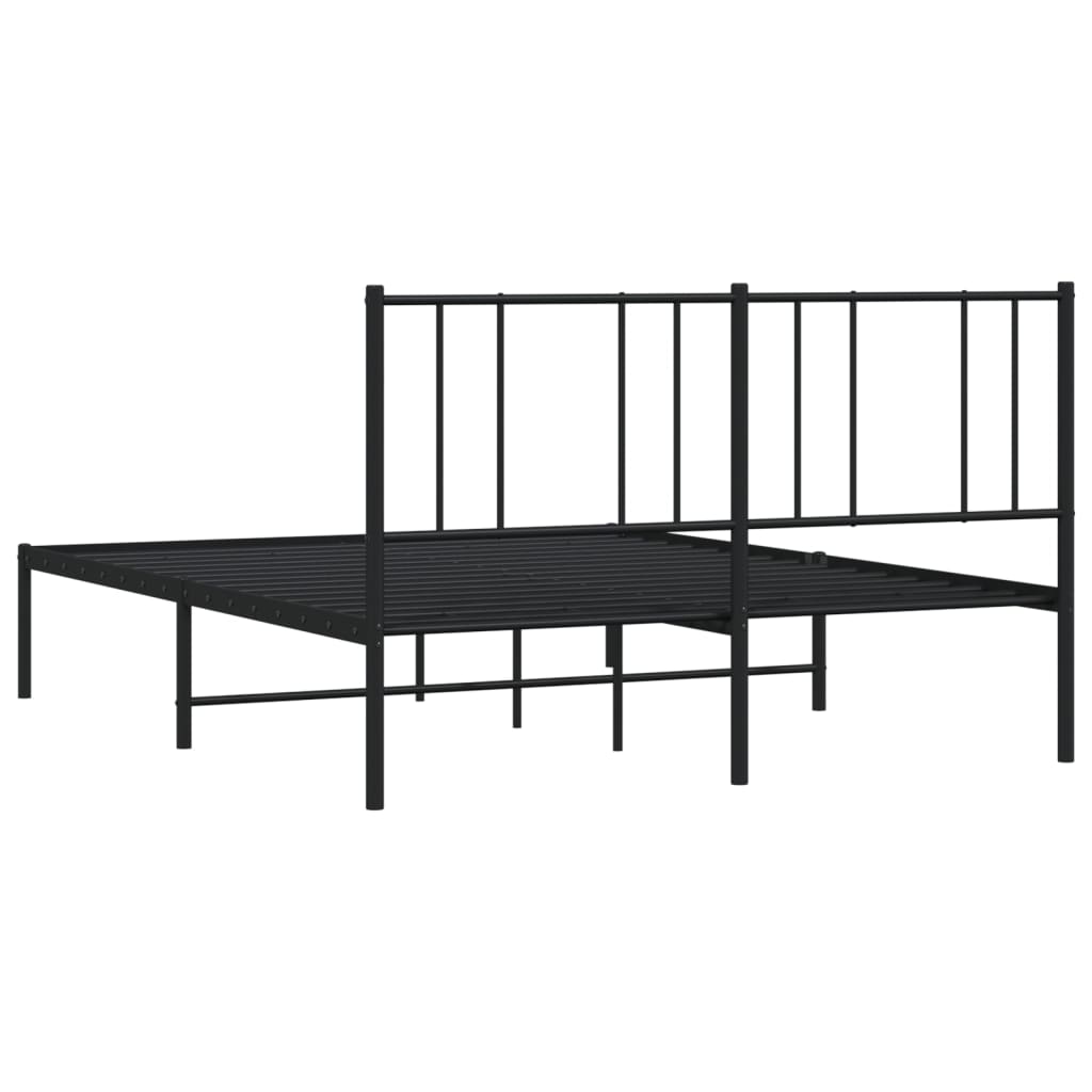 Bettgestell mit Kopfteil Metall Schwarz 140x190 cm Stilecasa