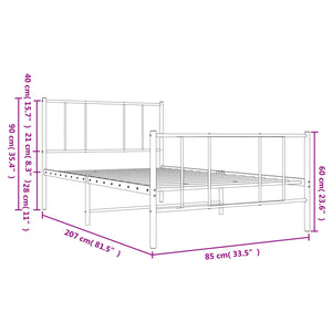 vidaXL Bettgestell mit Kopf- und Fußteil Metall Schwarz 80x200 cm