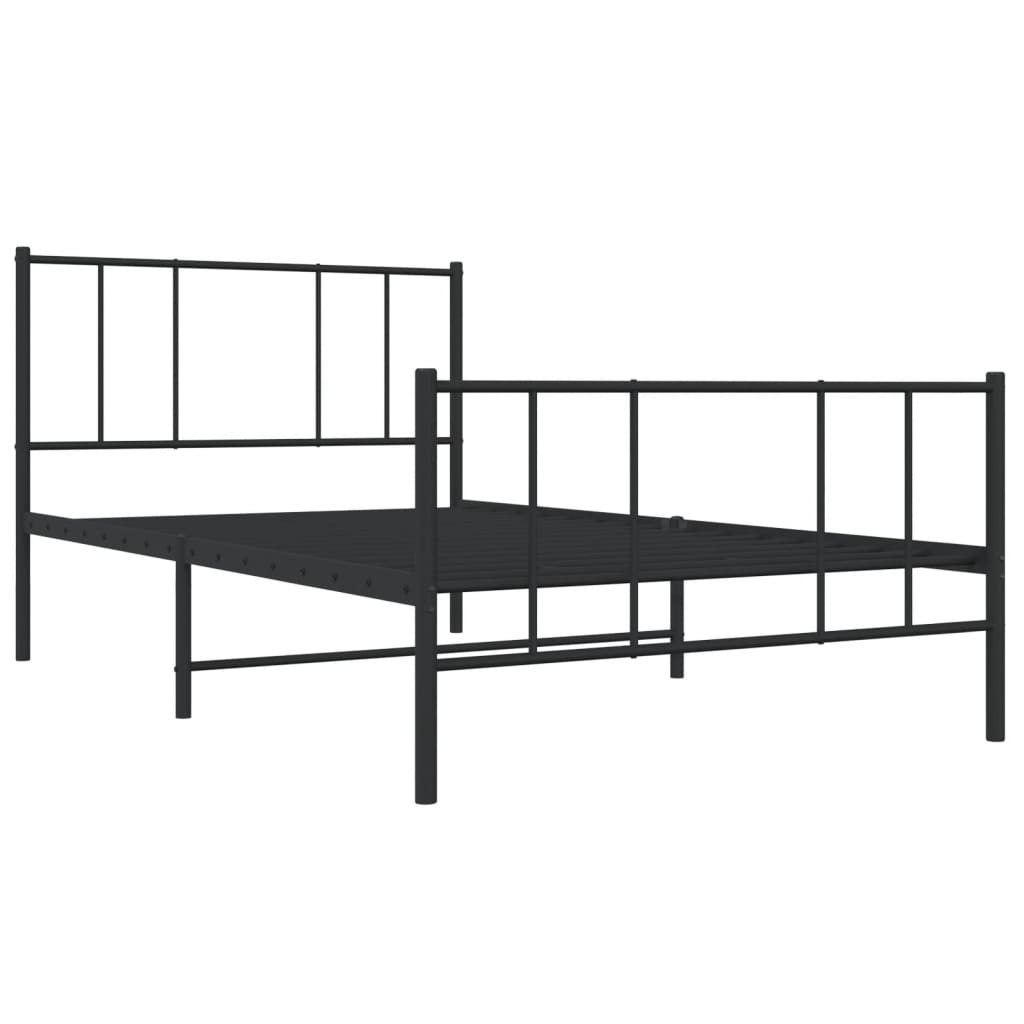 vidaXL Bettgestell mit Kopf- und Fußteil Metall Schwarz 107x203 cm