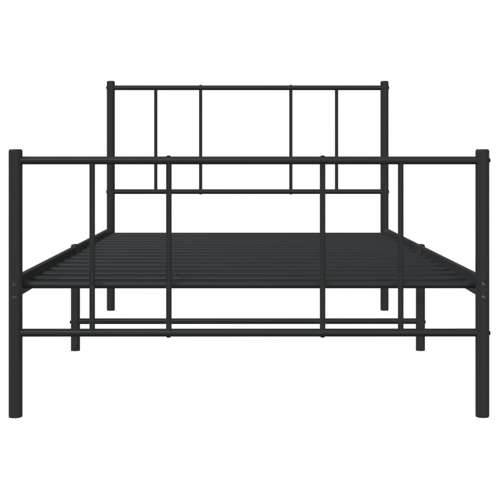 vidaXL Bettgestell mit Kopf- und Fußteil Metall Schwarz 107x203 cm