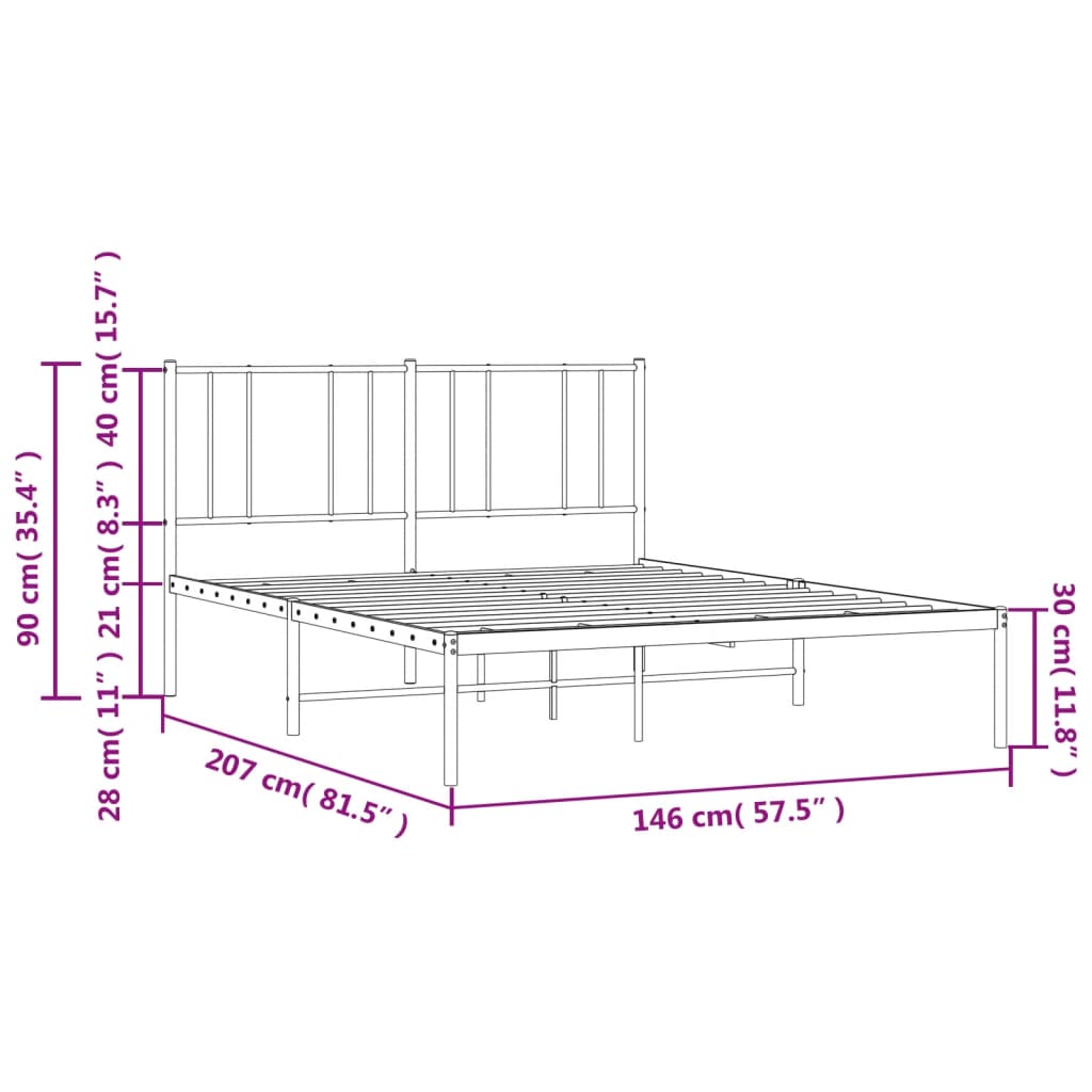 Bettgestell mit Kopfteil Metall Weiß 140x200 cm Stilecasa