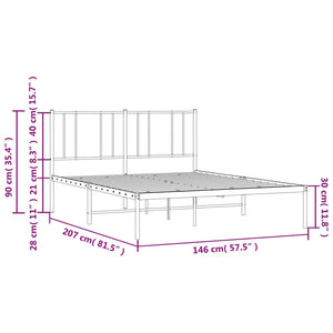 Bettgestell mit Kopfteil Metall Weiß 140x200 cm Stilecasa