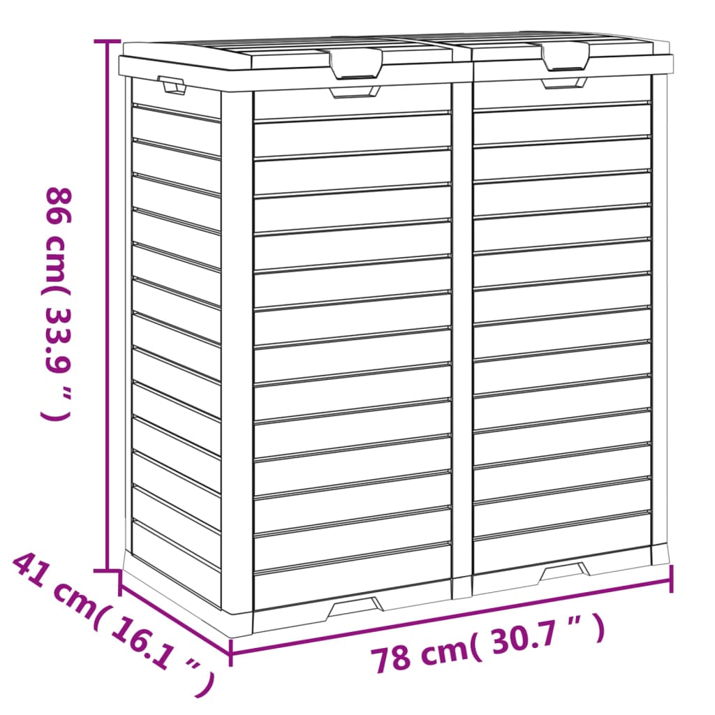 vidaXL Outdoor-Mülltonne Schwarz 78x41x86 cm Polypropylen