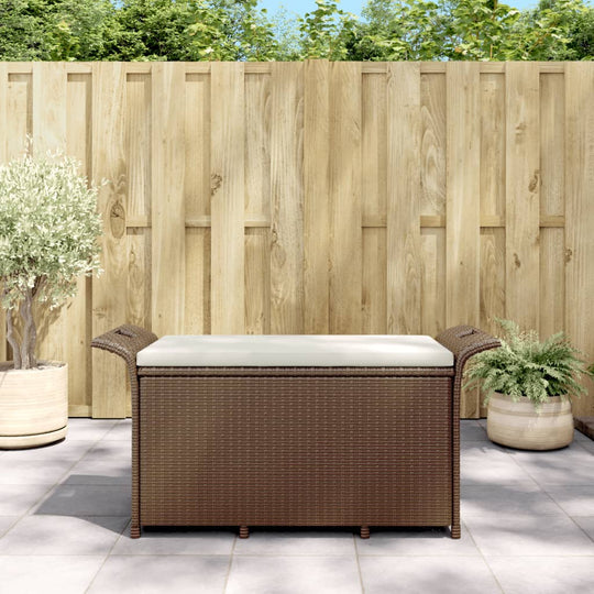 vidaXL Gartenbank mit Kissen Braun 116x46x57 cm Poly Rattan