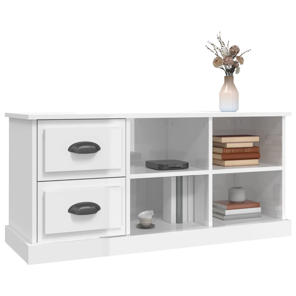 TV-Schrank Hochglanz-Weiß 102x35,5x47,5 cm Holzwerkstoff