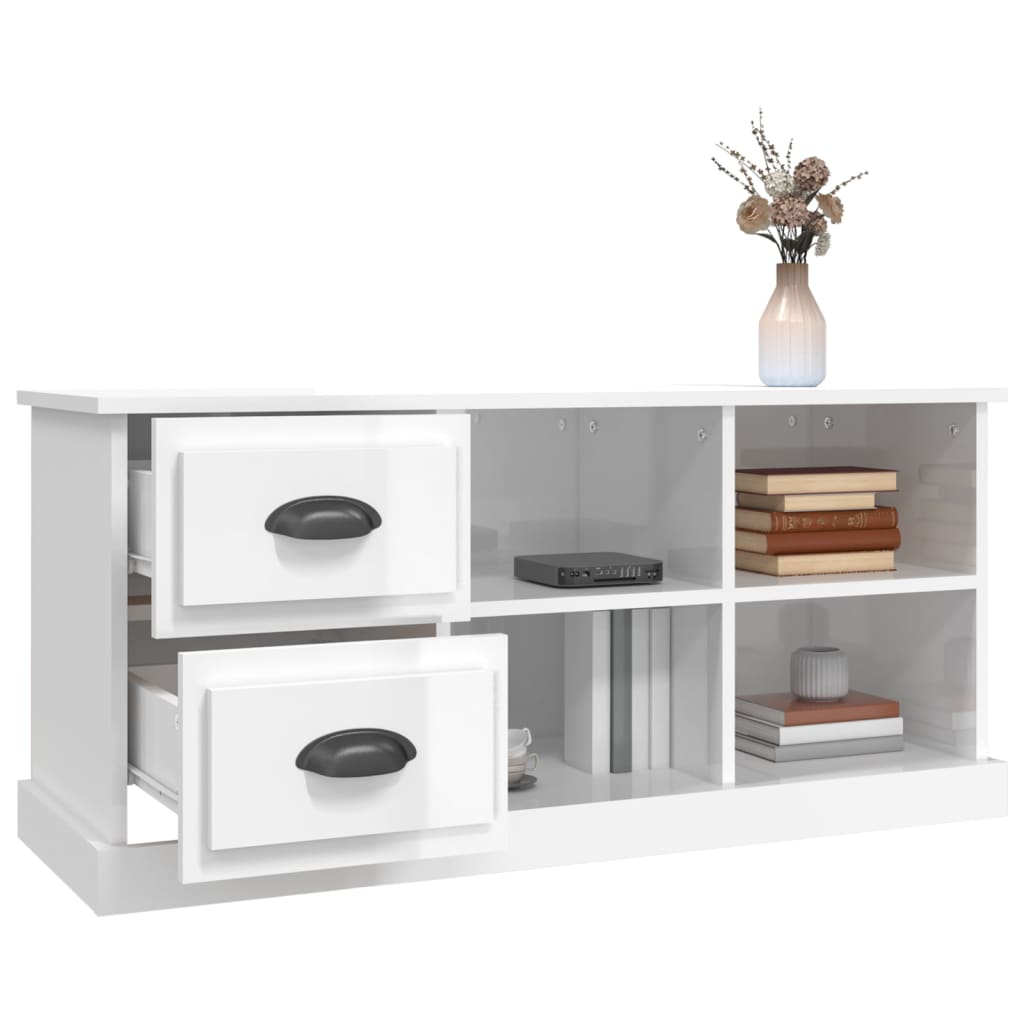 vidaXL TV-Schrank Hochglanz-Weiß 102x35,5x47,5 cm Holzwerkstoff