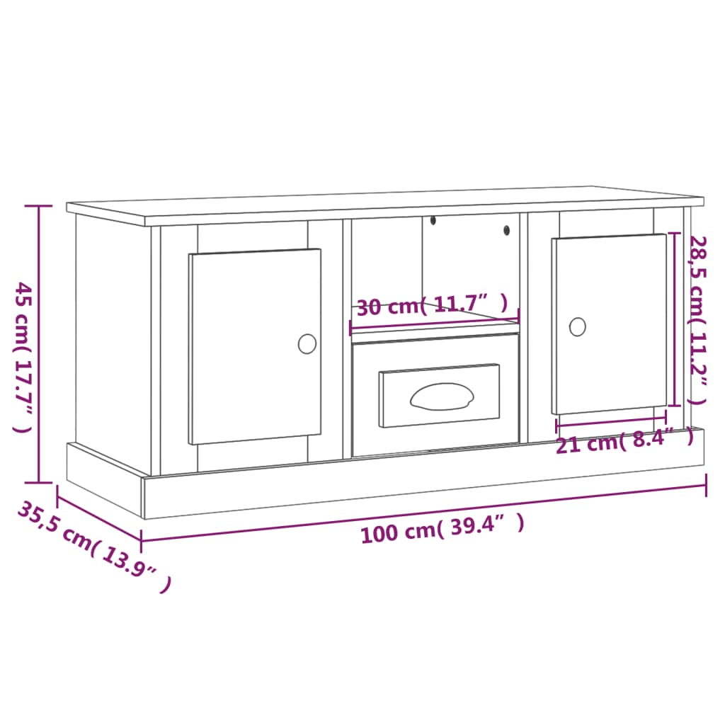 vidaXL TV-Schrank Betongrau 100x35,5x45 cm Holzwerkstoff