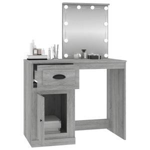 vidaXL Schminktisch mit LEDs Grau Sonoma 90x50x132,5 cm Holzwerkstoff